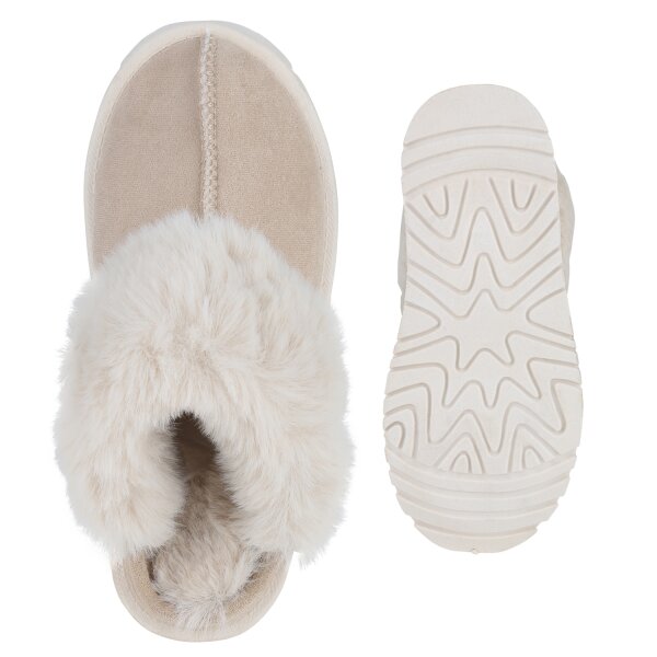 Stiefelparadies Damen Pantoffeln in Beige JETZT KAUFEN