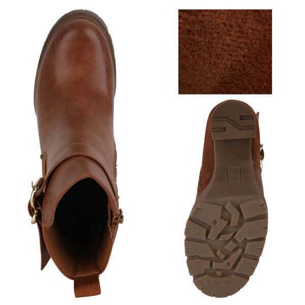 Stiefelparadies Damen Biker Boots in Hellbraun Bis zu 50% Rabatt