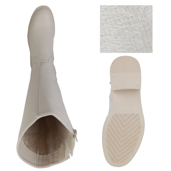 Stiefelparadies Damen Klassische Stiefel in Beige Nur für heute