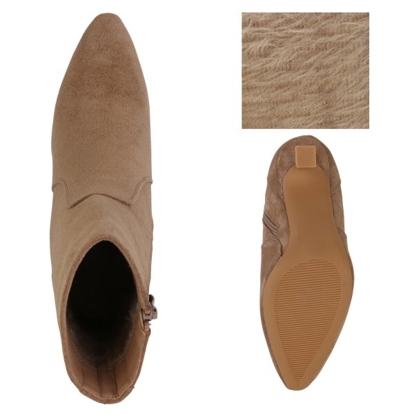 Stiefelparadies Damen Klassische Stiefeletten in Hellbraun Discount Store für neue Produkte