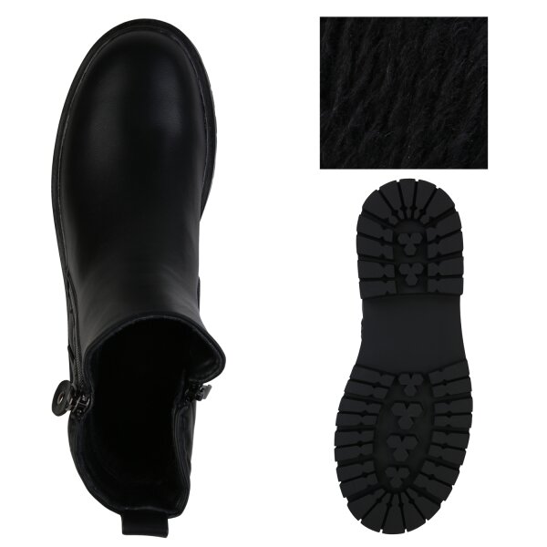 Stiefelparadies Damen Klassische Stiefeletten in Schwarz Nur noch ein Tag übrig
