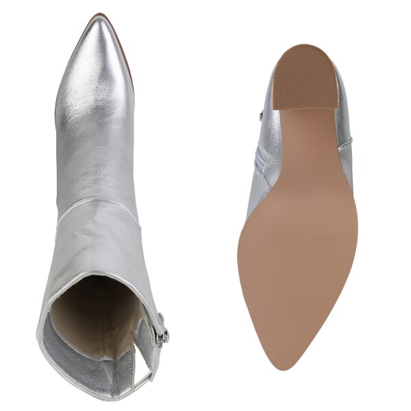 Stiefelparadies Damen Klassische Stiefeletten in Silber Clearance-Verkauf