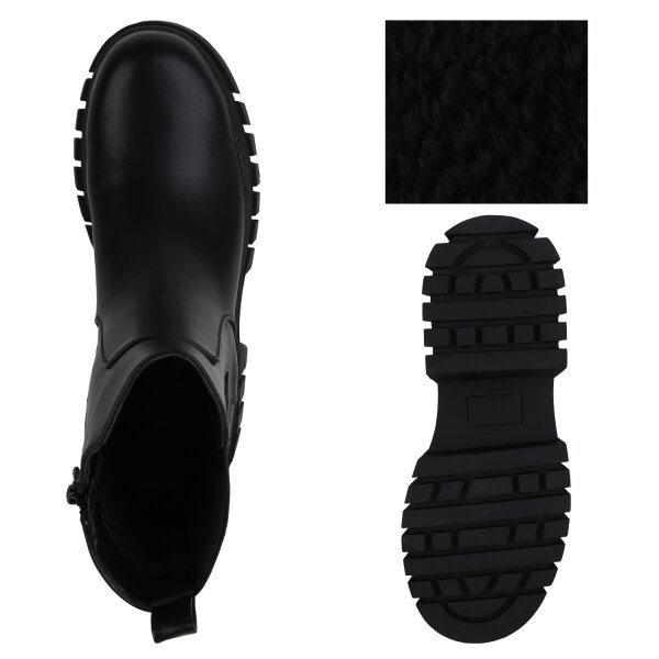 Stiefelparadies Damen Plateau Boots in Schwarz Im Verkauf