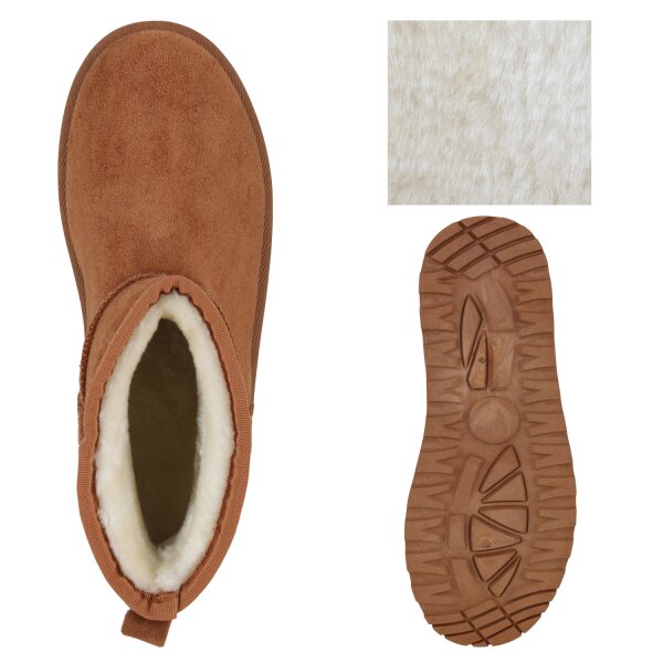 Stiefelparadies Damen Winter Boots in Hellbraun zollfrei