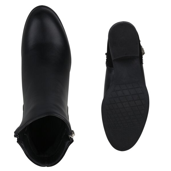 Stiefelparadies Damen Klassische Stiefeletten in Schwarz Schlussverkauf