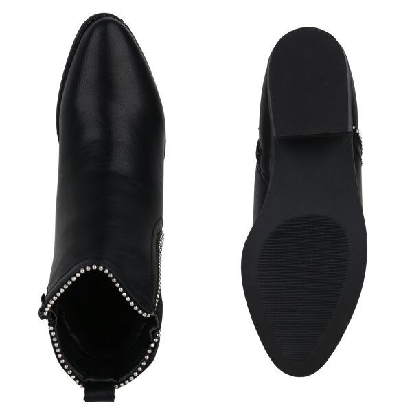 Stiefelparadies Damen Klassische Stiefeletten in Schwarz Günstiger Verkauf