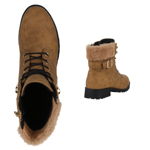 Stiefelparadies Damen Worker Boots in Hellbraun Fabrikverkauf