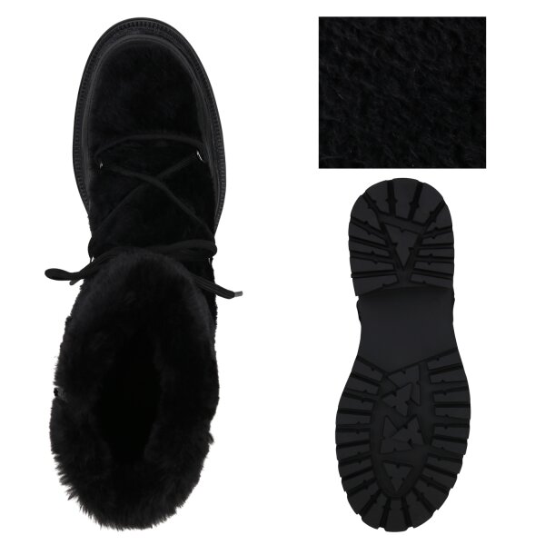 Stiefelparadies Damen Schnürstiefeletten in Schwarz Fabrikpreis
