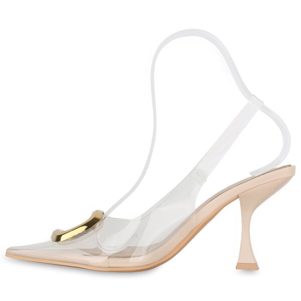 Stiefelparadies Damen Slingpumps in Beige Sonderangebot