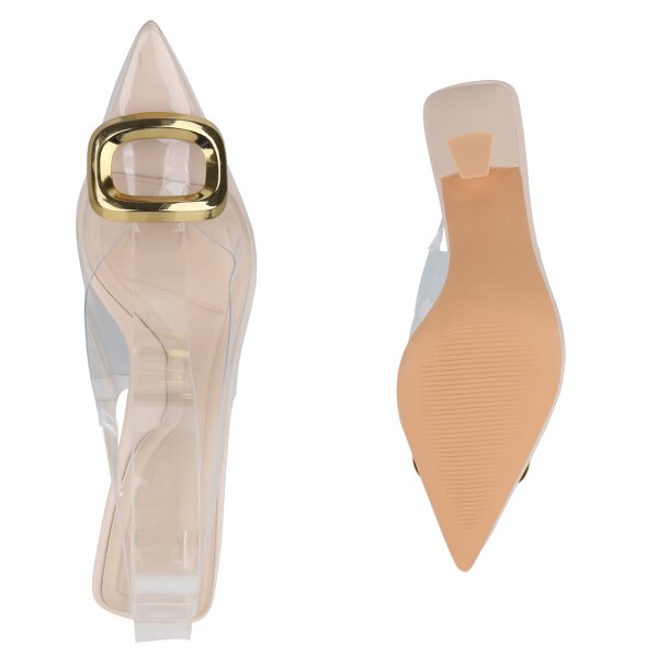 Stiefelparadies Damen Slingpumps in Beige Sonderangebot