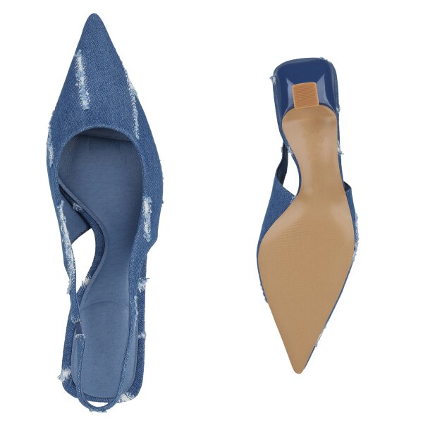 Stiefelparadies Damen Slingpumps in Dunkelblau Rabatt