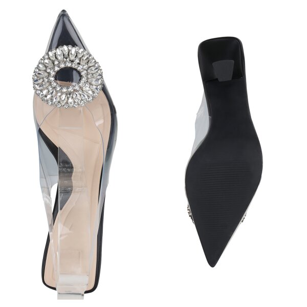 Stiefelparadies Damen Slingpumps in Schwarz Versandkostenfrei