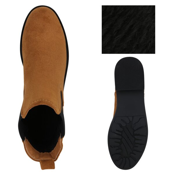 Stiefelparadies Damen Chelsea Boots in Hellbraun Flash Sale