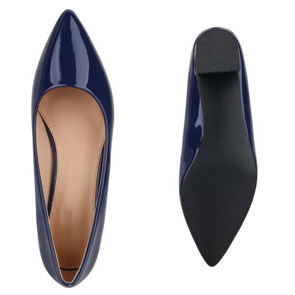 Stiefelparadies Damen Klassische Pumps in Dunkelblau Lack Online Shopping