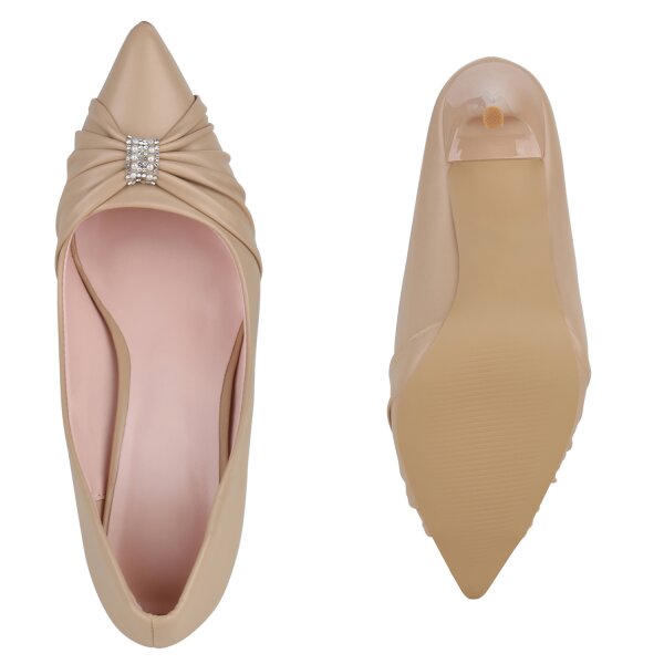 Stiefelparadies Damen Klassische Pumps in Khaki Saisonschlussverkauf