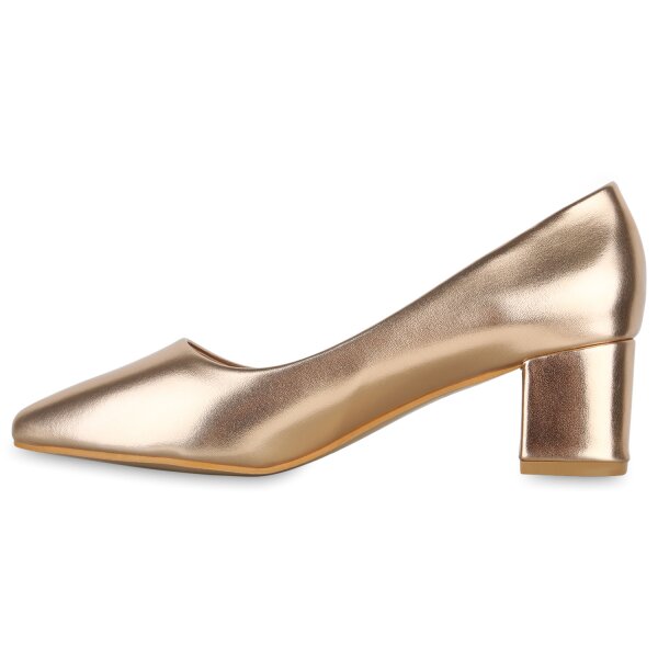 Stiefelparadies Damen Klassische Pumps in Rose Gold Black Friday