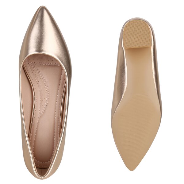 Stiefelparadies Damen Klassische Pumps in Rose Gold Black Friday