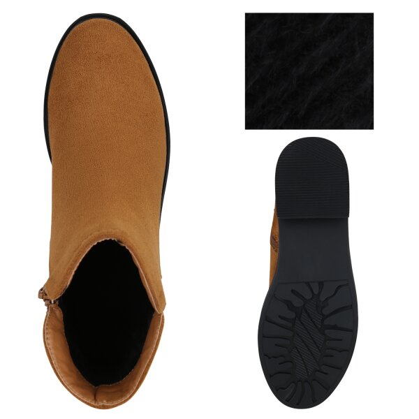 Stiefelparadies Damen Klassische Stiefeletten in Hellbraun Osterangebot
