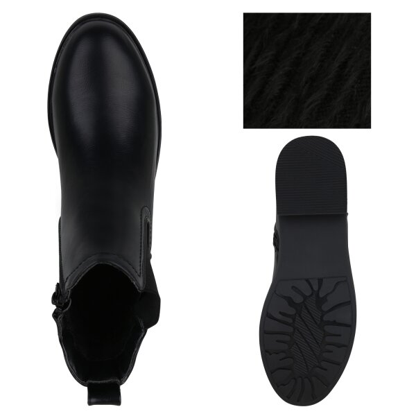 Stiefelparadies Damen Klassische Stiefeletten in Schwarz Vatertagsangebot