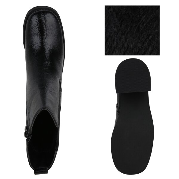 Stiefelparadies Damen Klassische Stiefeletten in Schwarz Valentinstagsangebot