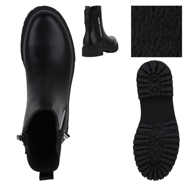 Stiefelparadies Damen Klassische Stiefeletten in Schwarz Jubiläumsangebot