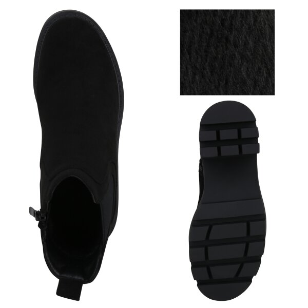 Stiefelparadies Damen Klassische Stiefeletten in Schwarz Lagerräumung