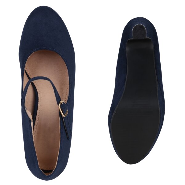 Stiefelparadies Damen Mary Janes in Dunkelblau Top Angebot