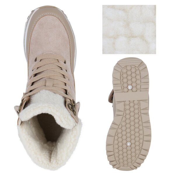 Stiefelparadies Damen Plateau Boots in Khaki Online Outlet