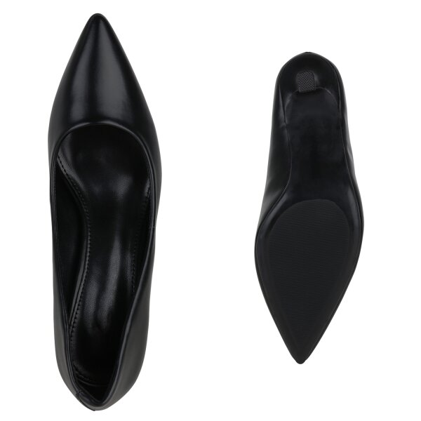 Stiefelparadies Damen Spitze Pumps in Schwarz Neuheiten