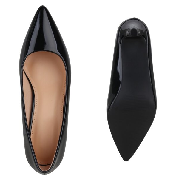 Stiefelparadies Damen Spitze Pumps in Schwarz Lack Bestseller