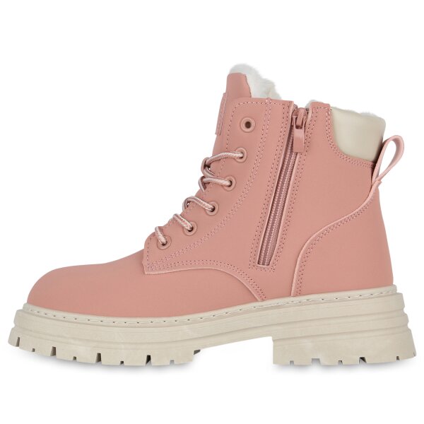 Stiefelparadies Damen Worker Boots in Rosa Räumungsverkauf