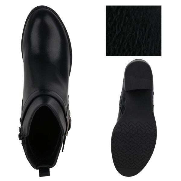 Stiefelparadies Damen Biker Boots in Schwarz Kroko Wochenangebot