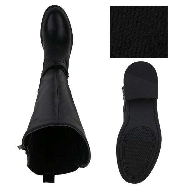 Stiefelparadies Damen Bikerstiefel in Schwarz Begrenzte Freigabe