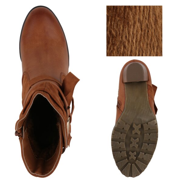 Stiefelparadies Damen Klassische Stiefeletten in Hellbraun Letzte 2 Tage