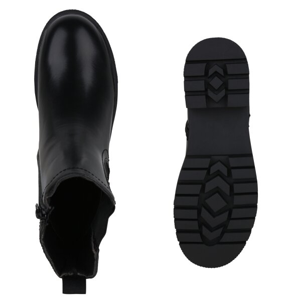 Stiefelparadies Damen Klassische Stiefeletten in Schwarz Letzter Tag