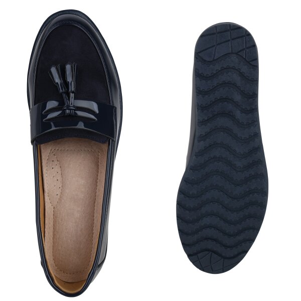 Stiefelparadies Damen Loafers in Dunkelblau Lack Bis zu 60% Rabatt