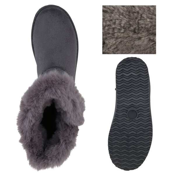 Stiefelparadies Damen Schlupfstiefeletten in Grau Discount Store für neue Produkte