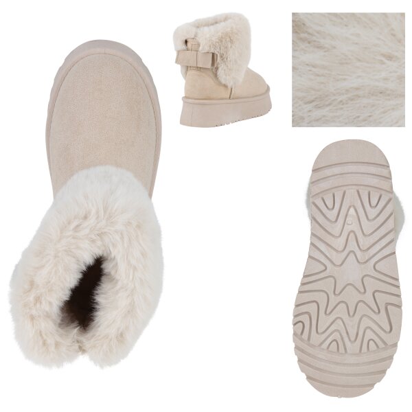 Stiefelparadies Damen Winter Boots in Beige 50% Rabatt mit kostenlosem Versand