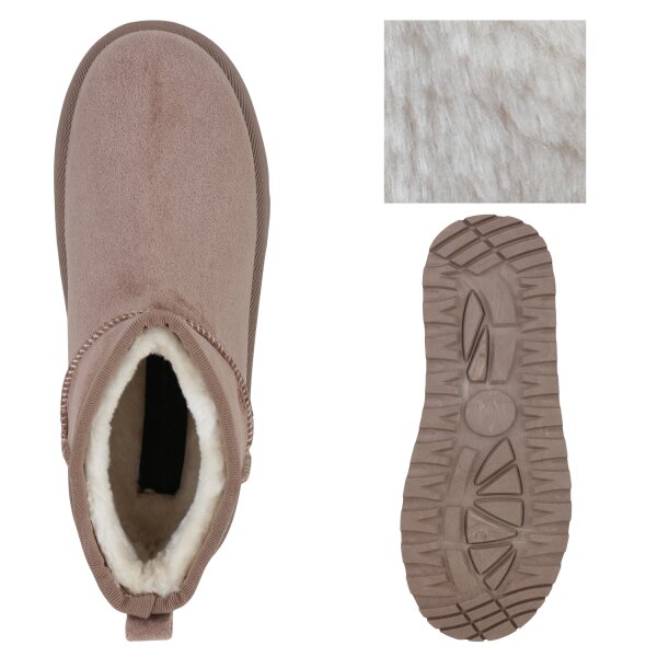 Stiefelparadies Damen Plateau Boots in Taupe Black Friday Preise
