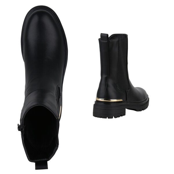 Stiefelparadies Damen Klassische Stiefeletten in Schwarz zollfrei