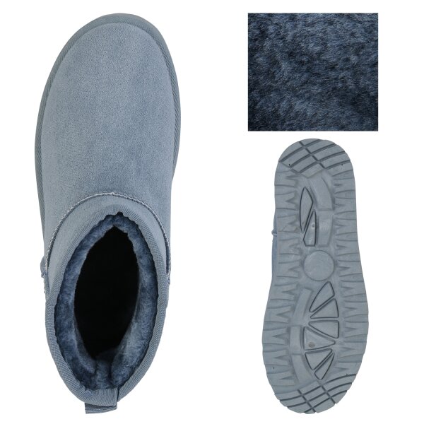 Stiefelparadies Damen Plateau Boots in Hellblau Angebote