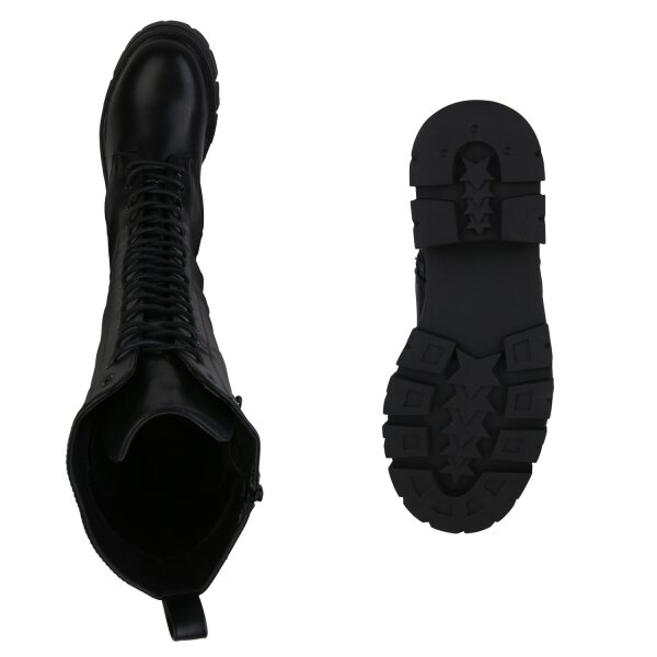 Stiefelparadies Damen Schnürstiefel in Schwarz im Angebot