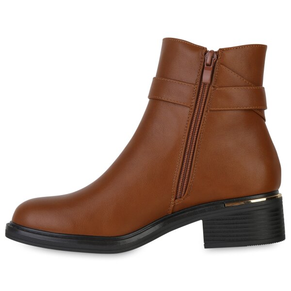 Stiefelparadies Damen Biker Boots in Hellbraun Kostenloser Versand