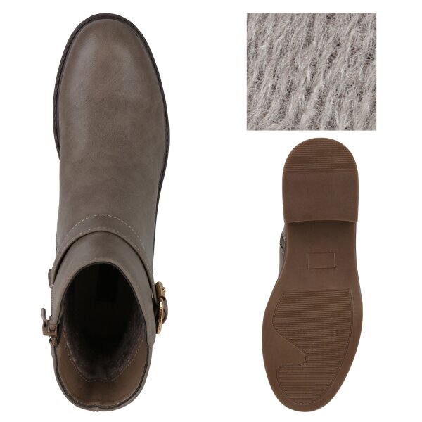 Stiefelparadies Damen Biker Boots in Khaki Limitierter Zeitrabatt