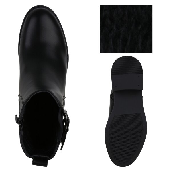 Stiefelparadies Damen Biker Boots in Schwarz Fabrik Onlineshop