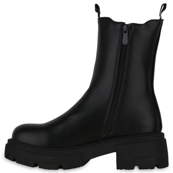 Stiefelparadies Damen Plateau Boots in Schwarz Versandkostenfrei