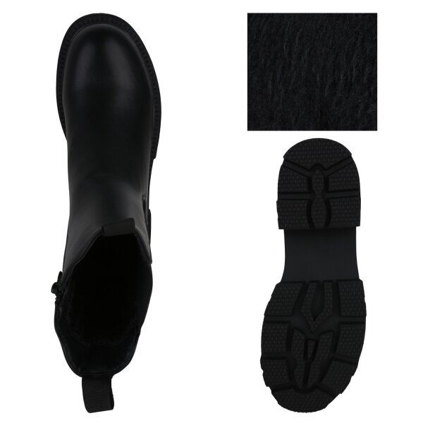 Stiefelparadies Damen Plateau Boots in Schwarz Versandkostenfrei