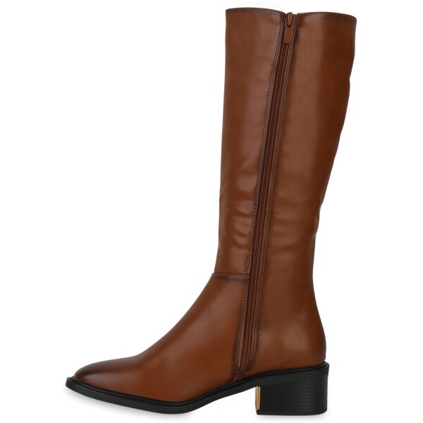 Stiefelparadies Damen Klassische Stiefel in Hellbraun Großer Ausverkauf