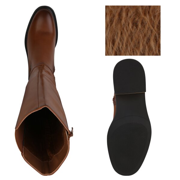 Stiefelparadies Damen Klassische Stiefel in Hellbraun Großer Ausverkauf