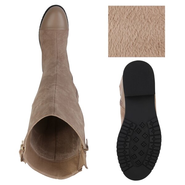 Stiefelparadies Damen Klassische Stiefel in Khaki Flash Sale